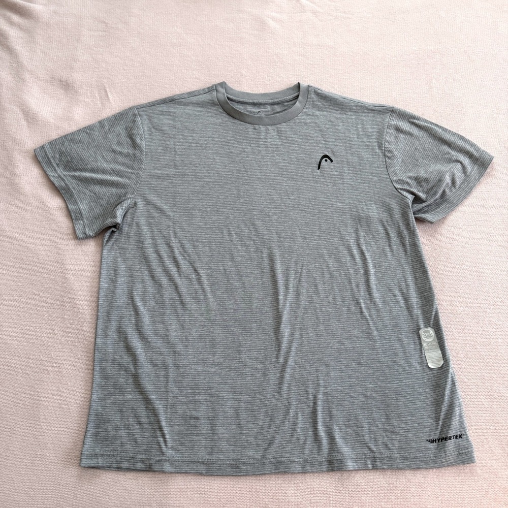 Head Hypertek T-Shirt Mens XL Gray Short Sleeve Activewear Crew Neck Striped